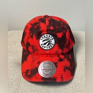 Mitchell & Ness Hat Cap Red & Black Tie Dye Style NBA Toronto Raptors Adjustable